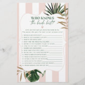 Glam roze strepen Wie weet de bruid beste spel (Voorkant)