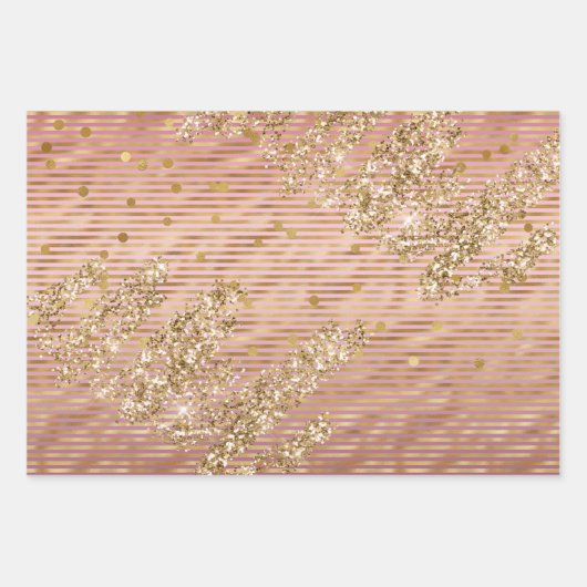 Glam roze stripes Glitter Confetti Inpakpapier Vel (Voorkant 3)