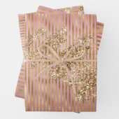 Glam roze stripes Glitter Confetti Inpakpapier Vel (In situ)