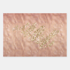 Glam roze stripes Glitter Confetti Inpakpapier Vel