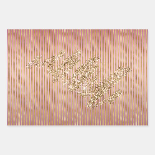 Glam roze stripes Glitter Confetti Inpakpapier Vel (Voorkant)