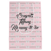 Glam Roze Tiffany Parels Thema Baby Shower Medium Cadeauzakje (Achterkant)