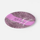 Glam Roze & Violet Glitter Sparkles Monogram Papieren Bordje (Gekanteld)