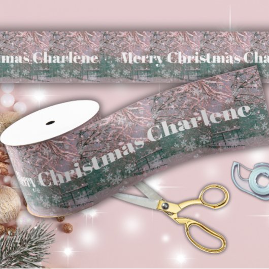 Glam Roze Winter Kerstsegen Grosgrain Lint