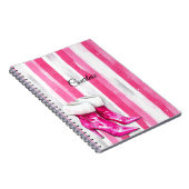 Glam Roze Witte Bont Hoge Hak Laarzen Notitieboek (Rechterzijde)