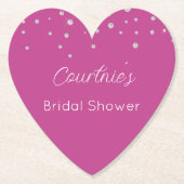 Glam Roze Witte Diamanten Bruids Shower Kartonnen Onderzetters (Voorkant)