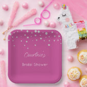 Glam Roze Witte Diamanten Bruids-Shower Papieren Bordje (Feest)