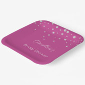Glam Roze Witte Diamanten Bruids-Shower Papieren Bordje (Gebogen)