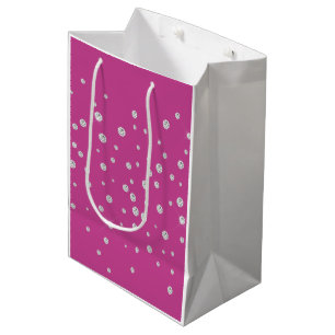 Glam Roze Witte Diamanten Bruiloft Feest Medium Cadeauzakje