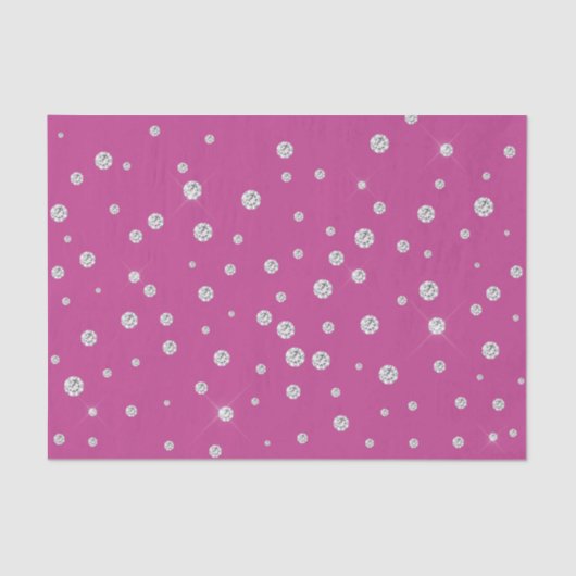 Glam Roze Witte Diamanten Bruiloft Feest Tissuepapier (Voorkant)