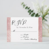 Glam Roze Witte Glitter Sparkle RSVP Informatiekaartje (Staand voorkant)