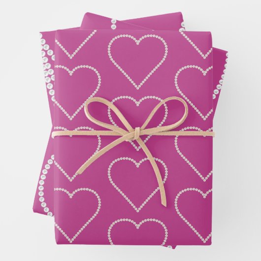 Glam Roze Witte Parels Bruidsmeisjesfeest Inpakpapier Vel (In situ)