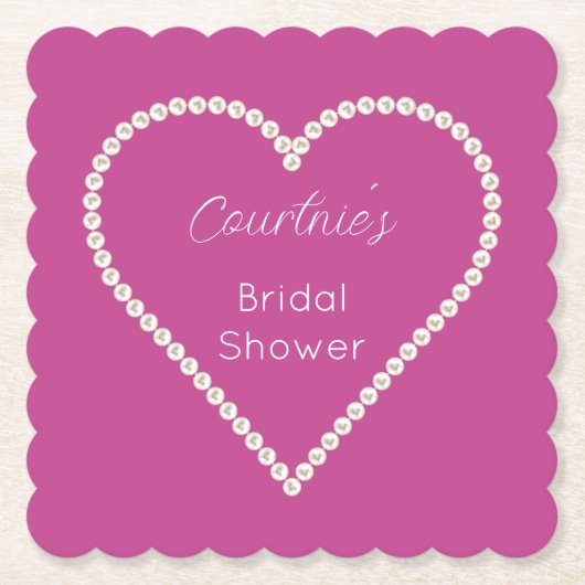 Glam Roze Witte Parels Bruidsmeisjesfeest Kartonnen Onderzetters (Voorkant)