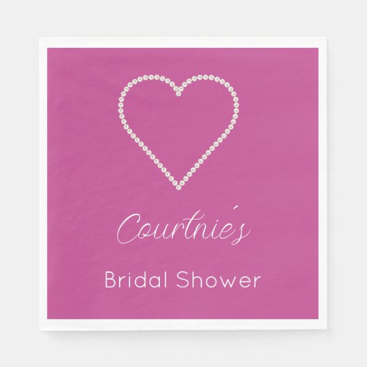 Glam Roze Witte Parels Bruidsmeisjesfeest Servet (Voorkant)