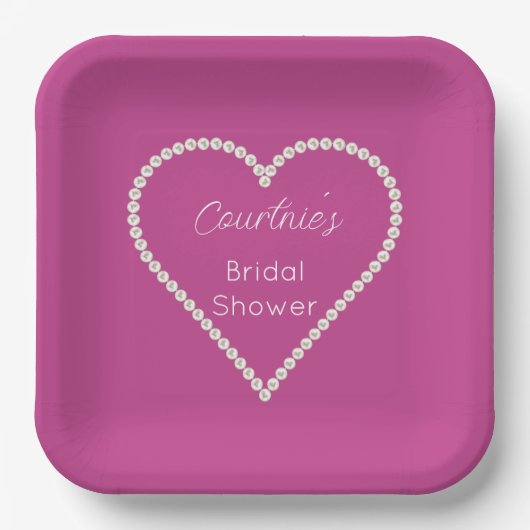 Glam Roze Witte Parels Vrijgezellenfeest Papieren Bordje (Voorkant)