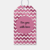 Glam Roze Witte Zigzag Stripes Cadeaulabel (Voorkant)