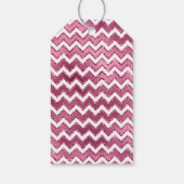 Glam Roze Witte Zigzag Stripes Cadeaulabel (Achterkant)
