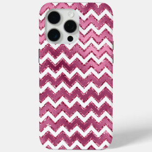 Glam Roze Witte Zigzag Stripes iPhone 15 Pro Max Hoesje