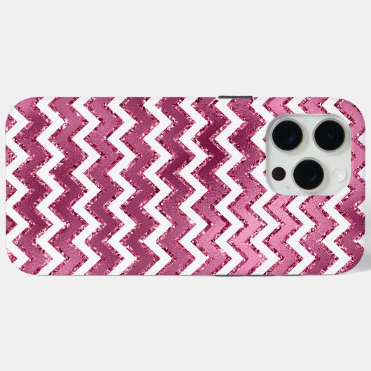 Glam Roze Witte Zigzag Stripes Case-Mate iPhone Case (Achterkant (horizontaal))