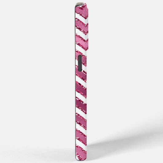 Glam Roze Witte Zigzag Stripes Case-Mate iPhone Case (Achterkant / Rechts)
