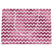 Glam Roze Witte Zigzag Stripes Groot Cadeauzakje (Voorkant)