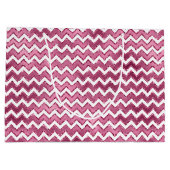 Glam Roze Witte Zigzag Stripes Groot Cadeauzakje (Achterkant)