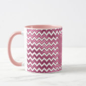 Glam Roze Witte Zigzag Stripes Mok (Links)