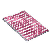 Glam Roze Witte Zigzag Stripes Notitieboek (Rechterzijde)