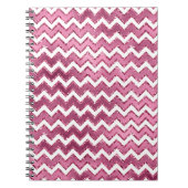 Glam Roze Witte Zigzag Stripes Notitieboek (Voorkant)