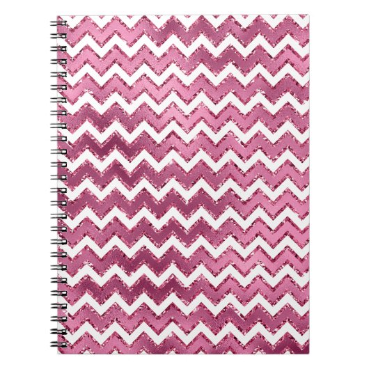 Glam Roze Witte Zigzag Stripes Notitieboek (Voorkant)