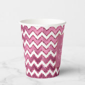 Glam Roze Witte Zigzag Stripes Papieren Bekers (Rechts)