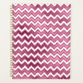 Glam Roze Witte Zigzag Stripes Planner (Voorkant)