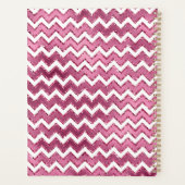 Glam Roze Witte Zigzag Stripes Planner (Achterkant)
