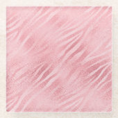 Glam Roze Zebra Print Glazen Onderzetter (Voorkant)