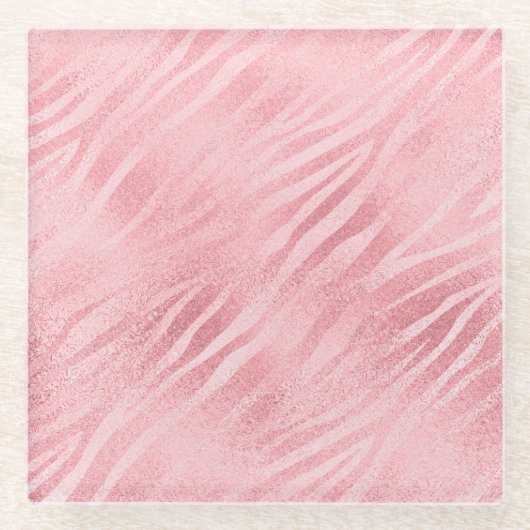 Glam Roze Zebra Print Glazen Onderzetter (Voorkant)