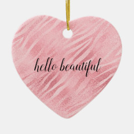 Glam Roze Zebra Print Keramisch Ornament