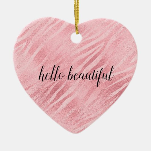 Glam Roze Zebra Print Keramisch Ornament (Voorkant)