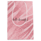 Glam Roze Zebra Print Medium Cadeauzakje (Voorkant)