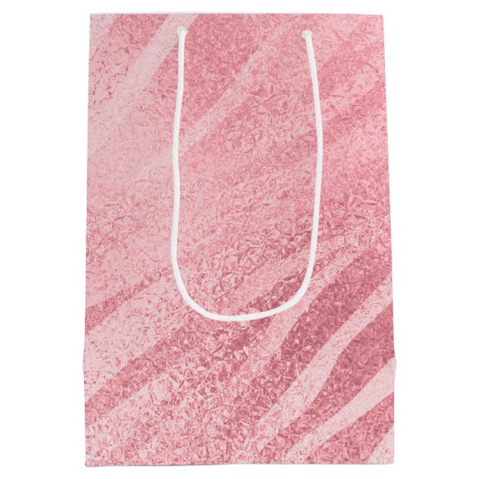Glam Roze Zebra Print Medium Cadeauzakje (Achterkant)