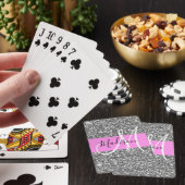 Glam roze & zilver glitter vonken monogram naam pokerkaarten (Insitu)