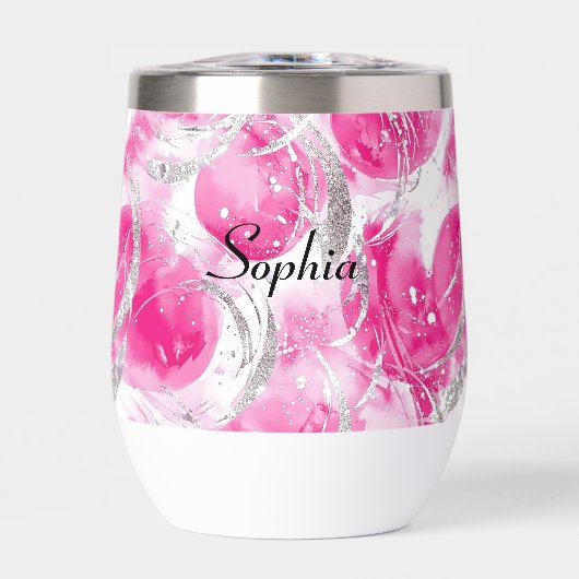 Glam Roze Zilveren Abstracte Cirkels (Voorkant)