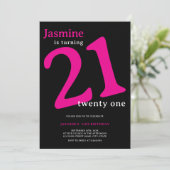 Glam Roze Zwart 21e Verjaardag Kaart (Staand voorkant)
