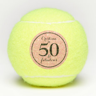 Glam Roze & Zwart Gepersonaliseerde 50 & Fabulous Tennisballen
