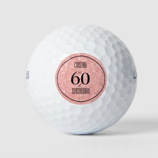 Glam Roze & Zwart Gepersonaliseerde 60 & Sensation Golfballen (Voorkant)