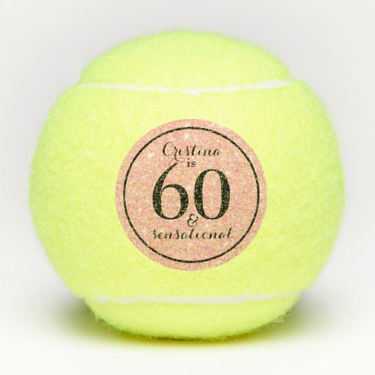 Glam Roze & Zwart Gepersonaliseerde 60 & Sensation Tennisballen (Voorkant)
