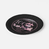 Glam Roze Zwart Mode 100e Verjaardagsfeestje Papieren Bordje (Gekanteld)