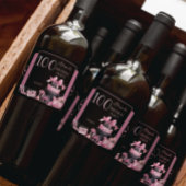 Glam Roze Zwart Mode 100e Verjaardagsfeestje Sparkling Wijnetiket