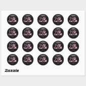 Glam Roze Zwart Mode 18e Verjaardagsfeestje Ronde Sticker (Vel)
