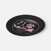 Glam Roze Zwart Mode 21e Verjaardagsfeestje Papieren Bordje (Gekanteld)