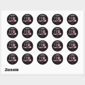 Glam Roze Zwart Mode 21e Verjaardagsfeestje Ronde Sticker (Vel)